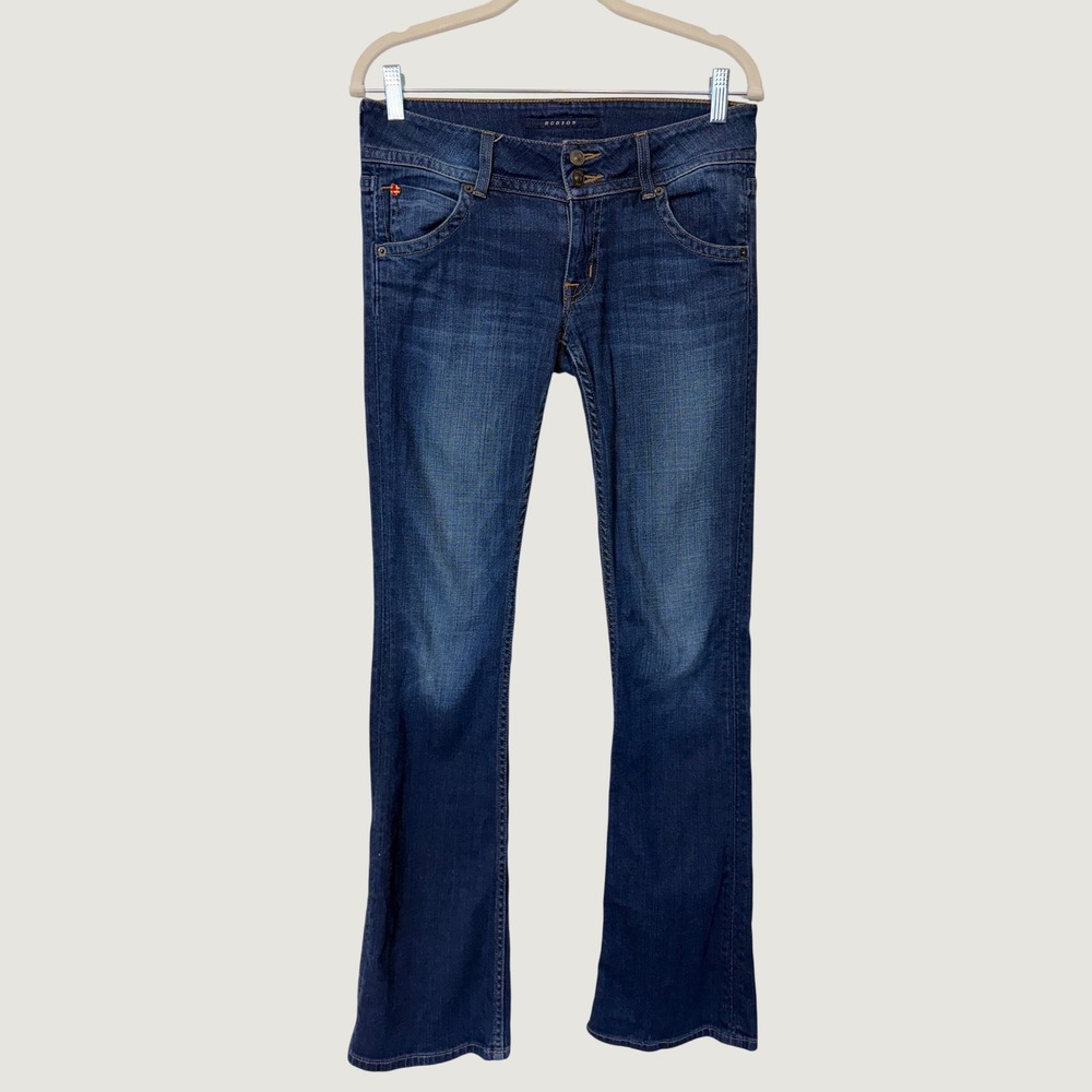 Y2K Hudson Signature Bootcut Jeans Dark Wash Blue Flap Pocket Size 27 NW170DAP
